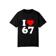 thumbnail image 3 of I Love 67 Heart Print Casual Tee For Men Women Birthday Gift Party Wear L OdeJous Cotton Black, 3 of 5