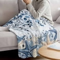 thumbnail image 3 of Blue Coastal Starfish Blanket Soft Cozy Warm Throw Blanket for Couch, Plush Fuzzy Flannel Fleece Blankets for Sofa, Beach Nautical Shell Eucalyptus Ocean Bed Blankets Gifts for Men, 50"x60", 3 of 9