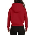 thumbnail image 5 of ManxiVoo Women's Cropped Zippered Hoodie Casual Loose Fit Drop Shoulder Sweatshirt Lightweight Street Style L Size Red, 5 of 7