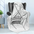 thumbnail image 4 of Music Note Soft Flannel Fleece Blanket, Monochrome Style Outline Drawing of a Piano on a Plain Background, Cozy Plush for Indoor and Outdoor Use, 60" x 80", Charcoal Grey and White, by Ambesonne, 4 of 5
