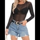 thumbnail image 1 of Tops de de Larga para Mujer, Camisetas Transparentes, Blusa de Encaje para Fiestas y Clubes Nocturnos Negro XXL, 1 of 10