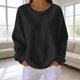 thumbnail image 2 of Blusas de Manga Larga para las Mujeres Cómodas de Cuello Redondo Sólido Casual Camiseta Blusa, Camisetas de Manga Larga de la Moda de las Mujeres, 2 of 6