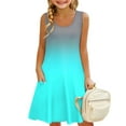 thumbnail image 2 of Girls Summer Dress Sleeveless Flowy Tiered Casual A-Line Teen Beach Sundresses Tank Maxi Dresses with Pockets Sky Blue 160, 2 of 6