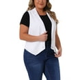 thumbnail image 4 of Agnes Orinda Plus Size Denim Vest for Women Lapel Sleeveless Casual Waistcoat Jean Vest Jacket 1X White, 4 of 6