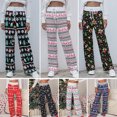 thumbnail image 4 of Pantalones de pijama navideños para mujer Pantalones de cintura alta con estampado de cordón Pantalo Abanopi Extragrande, 4 of 7