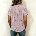 thumbnail image 3 of cocolona Womens Summer Striped Printed Tops Short Sleeve V Neck Loose Shirts Casual Pullover Blouses, 3 of 7