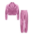 thumbnail image 3 of LiiYii Boys Girls Metallic Jazz Hip-Hop Dance Clothes Jacket with Pants Set Dance Show Costume Streetwear Pink 8, 3 of 6