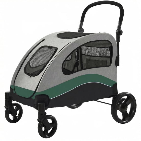 Pet Stroller for Medium Dogs,4 Wheel Dog Cat Wagon with Adjustable Handle&Storage Pocket,Foldable Dog Stroller with Breathable Mesh for Travel,Camping