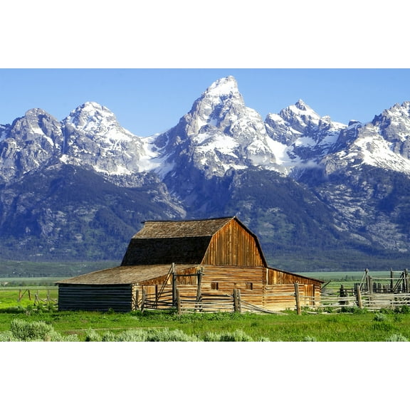 24x36 gallery poster, The John Moulton Barn and the Grand Teton National Park, Wyoming