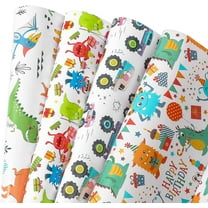 RICHTOP Dinosaur Monster Truck Gift Wrap Paper, 10 Sheets, 20 x 29 inch, All Occasion