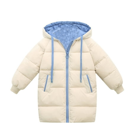 

EHTMSAK Children Boy Girls Fall Winter Long Sleeve Outerwear Toddler Baby Zip Up Hooded Thicken Coat Fleece Jackets Beige 2Y-8Y 110