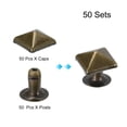 thumbnail image 3 of Unique Bargains 50 Ensembles Rivet Pointe 7mm Pyramide Rivet Rapide Clous Carrés Pointes Ton Bronze, 3 of 5