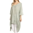 thumbnail image 3 of Sakkas Regina Women's Lightweight Stonewashed Poncho Top Blouse Caftan Cover up - Stone - One Size Regular, 3 of 5