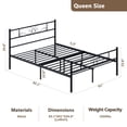 thumbnail image 6 of Yoneston Queen Size Metal Platform Bed Frame with Vintage Headboard & Footboard for Adult Bedroom, Black, 6 of 6