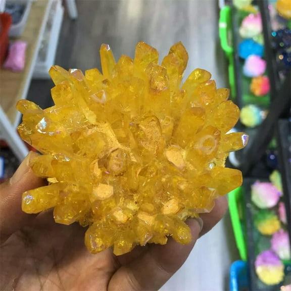K-KED Natural Yellow Quartz Cluster Crystal Gem Stone Mineral Specimen Healing Reiki-default