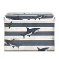 thumbnail image 7 of Yayeee Collapsible Cube Storage Bin with Lid Fabric Closet Decorative Basket with Handles, Dark Sharks, 7 of 7