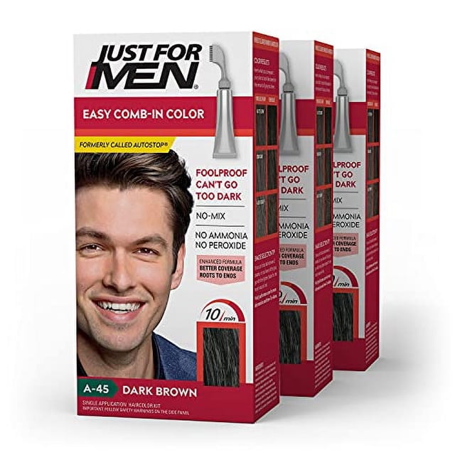 Tinte de pelo Just For Men color marrón oscuro A-45 3 unidades