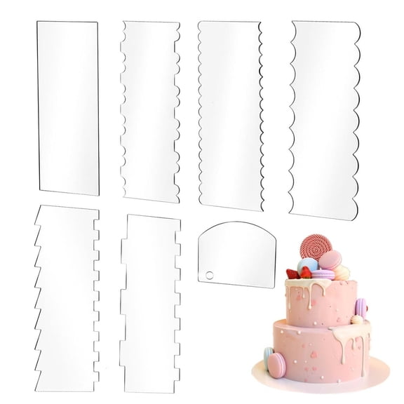 7Pcs Acrylic Cake Icing Scraper Smoother Comb with Double Sided for DIY Mousse Butter Cream Cake Decoration