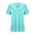 thumbnail image 3 of T-Shirt à Manches Courtes Col Rond Uni Doux pour Usage Quotidien Basique Décontracté T-Shirts pour Femmes, 3 of 4