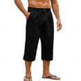 thumbnail image 2 of BUWTTER Mens Capri Pants Flat Front 3/4 Length Trouers Summer Lightweight Breathable Straight Leg Shorts with Pockets Black XL, 2 of 5