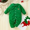 thumbnail image 2 of Lovskoo Infant Baby Boy Girl Clothes My First Christmas Corduroy Thin Cotton Jumpsuit Warm Climbing Clothes Long Sleeve Onesie Green, 2 of 5
