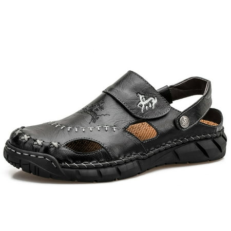 

Men‘s Sandals Leather Handmade Stitching Durable Non Slip Outdoor Hiking Trekking Sandals Beach Water Shoes Spring And Summer