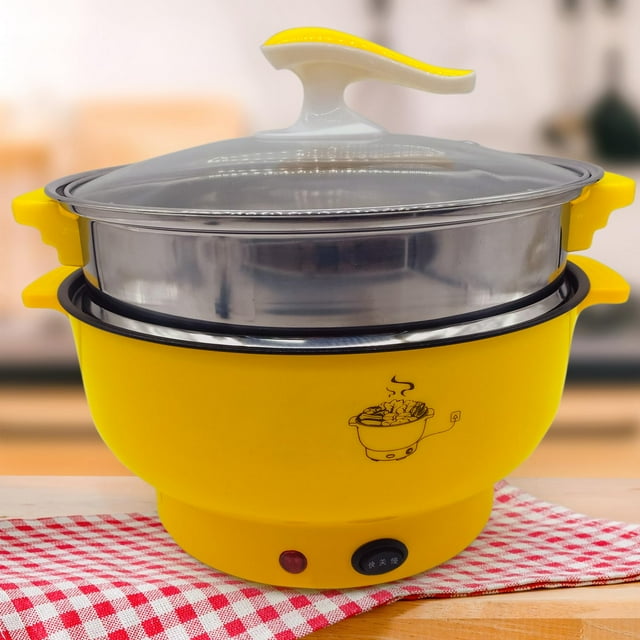 2-in-1 Electric Frying Pan & Momos Steamer - Multicolor, Non Stick, 1.8 Liters | Double Layer Multifunctional Hot Pot With Lid For Steaming, Frying & Versatile Cooking - Gas & Induction Base