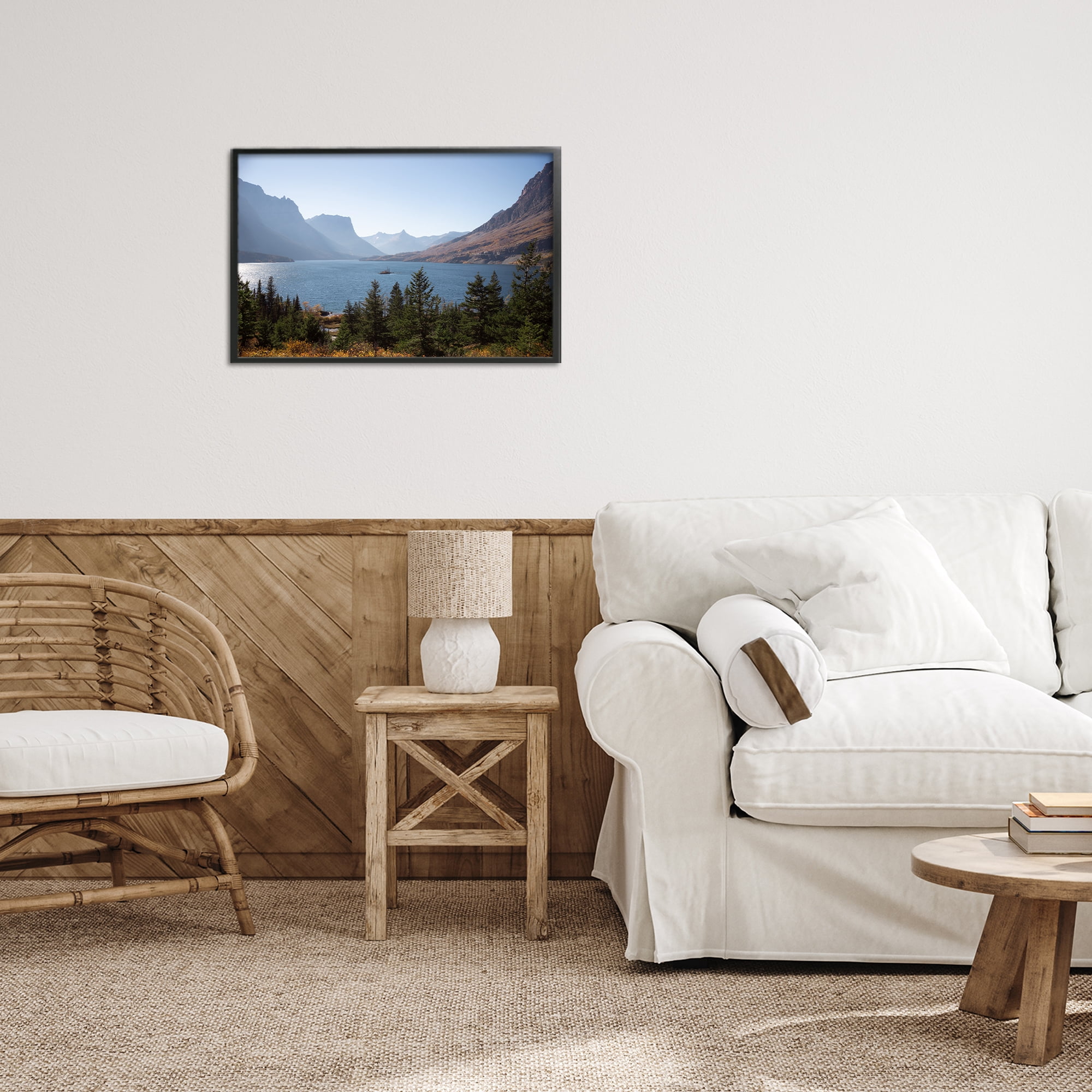 Stupell Industries Cliffs Overlooking Lake Black Framed Giclee Art, design by Carol Robinson