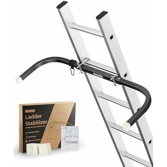 Ladder Stabilizer, Adjustable Ladder Standoff, Ladder Stabilizer for Roof Gutter Cleaning, Ladder Gutter Guard Accessories with White Anti-Slip Silicone Pad to  Wall