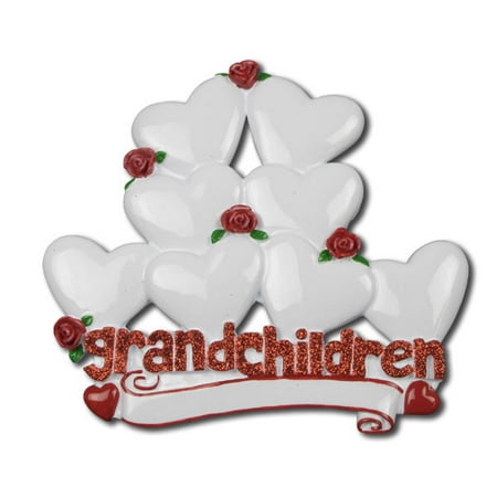 Grandchildren with 9 Hearts Personalized Christmas Ornament DO-IT-YOURSELF