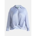 thumbnail image 5 of Terra & Sky Women's Plus Twist Front Blouse with Long Sleeves, Sizes 0X-5X, 5 of 5
