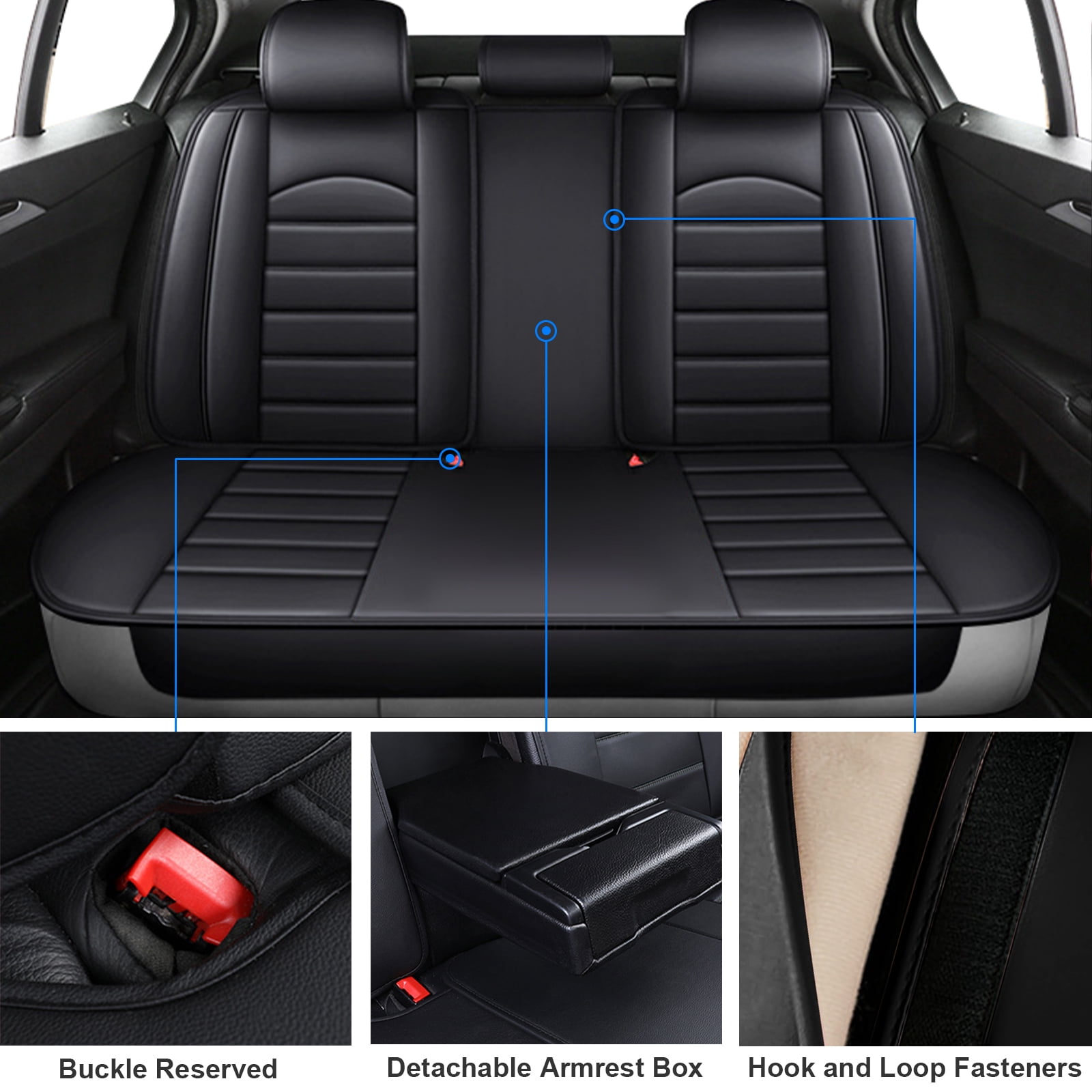 WILLJOY Car Seat Cover Fit for 2010-2025 Nissan Rogue, 5-Seat Breathable Faux Leather Automotive Cushion Protector Front Rear Black