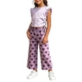 thumbnail image 7 of LJEFF Girls 2 PC Ruffle Sleeve Cute Capri Set, Sleeveless Lightweight Elastic Waist Soft Kids Summer Outfit Purple Size 8 Years, 7 of 7