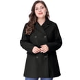 thumbnail image 3 of GRACE & GRANDEUR Women's Plus Peacoat Notched Lapel Double Breasted Mid Length Overcoat, 3 of 6