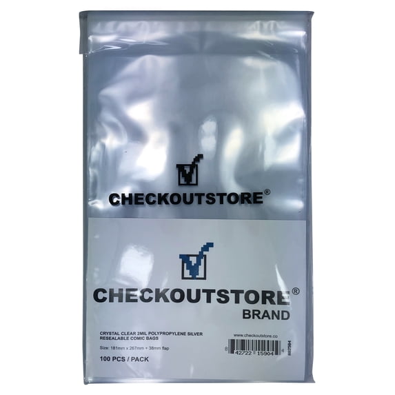 (2000) CheckOutStore Crystal Clear Silver Age Comic Book Bags (Resealable Flap)