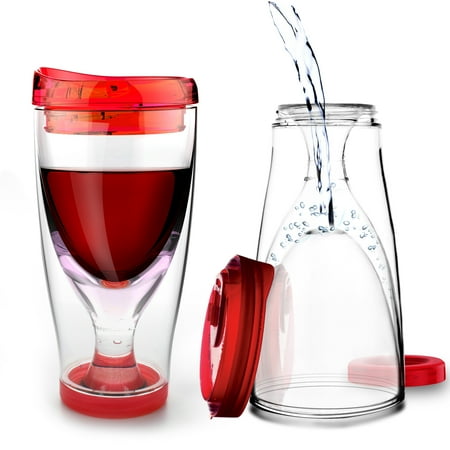 ASOBU Ice Vino2Go Insulated Wine Tumbler, Red - 10 oz
