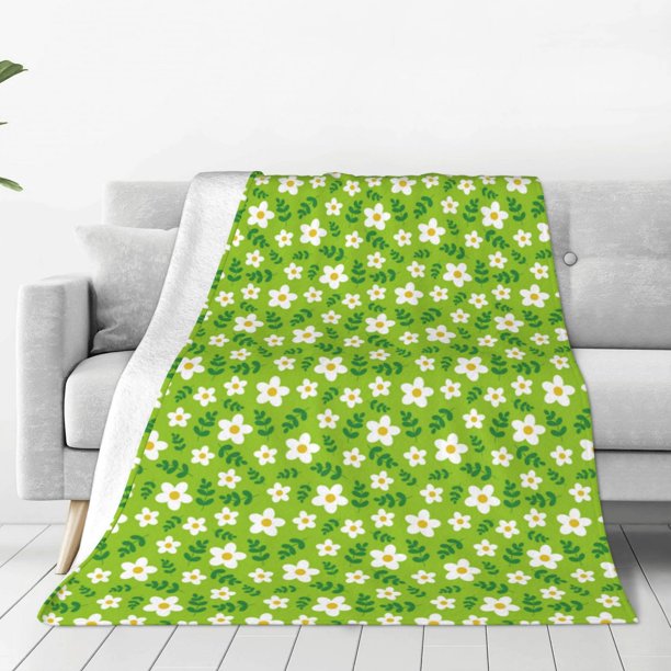 Fotbe Daisies Flowers Manta de Franela Acolchonada con Estampado, Súper Suave y Esponjosa, Extra Grande para Sofá, Cama, Uso Todo el Año-60"x50"
