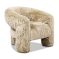 thumbnail image 4 of JERFIT Natural Blonde Genuine Sheepskin Accent Chair, Modern Split Barrel Back Design for Living Room, Lounge, Cozy Reading Nook, 4 of 10