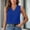 #077-Blue, variant on Women's Casual Sleeveless Double Layer Adjustable Camisole, V Neck Flowy Slub Cotton Tank Top, Lightweight Summer Blouse for Beach and Daily Wear Gift