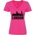 thumbnail image 3 of Inktastic London England City Skyline with Grunge Women's V-Neck T-Shirt, 3 of 5