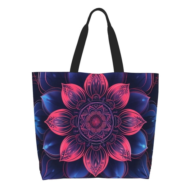 Balery Bohemian Vintage Pattern Bolsa Tote Estilo Estético con Cremalleras, Bolsa de Hombro, Bolsa de Compras Grande y Plegable
