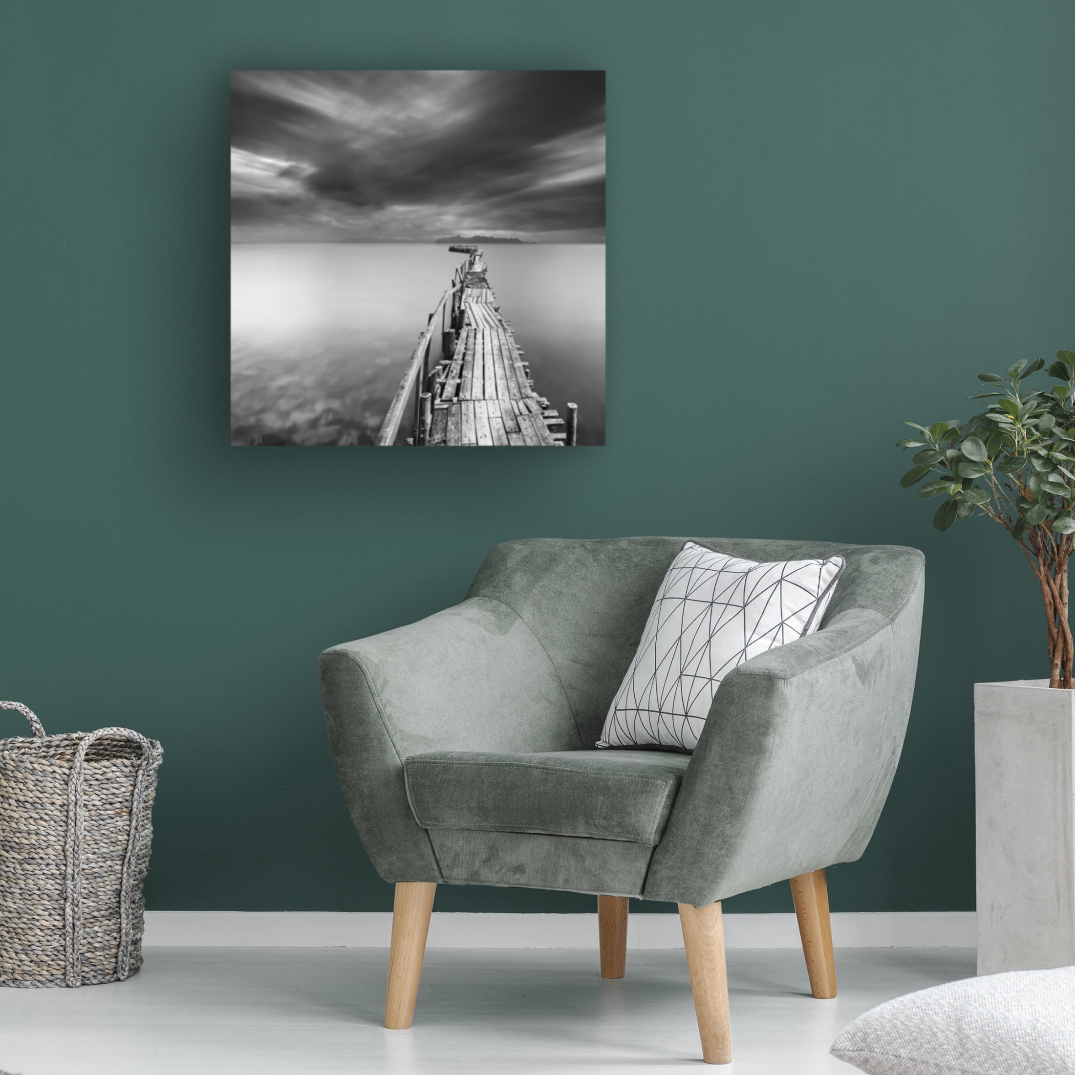 Canvas Wall Art - George Digalakis 'Long Pier' Wall Art for Living Room, Bedroom, or Office Décor by Trademark Fine Art - 18 x 18 Inches