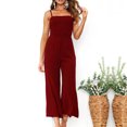 thumbnail image 7 of BLVB Women's One-Piece Casual Cotton Linen Jumpsuits Sleeveless Spaghetti Strap Wide Leg Romper Fashion Outfits, 7 of 7
