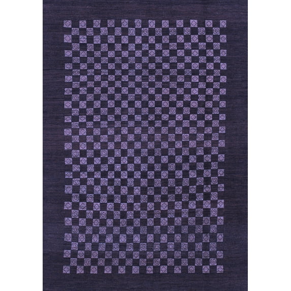 Ahgly Company Machine Washable Indoor Rectangle Checkered Blue Modern Area Rugs, 2' x 4'