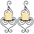 thumbnail image 6 of SOI Iron Wall Candle Sconce Holder Set of 2 Hanging Wall Mounted Pillar Candle Sconces Holder, Wall Sconces Decor for Bedroom Dining Room (Black), 6 of 6