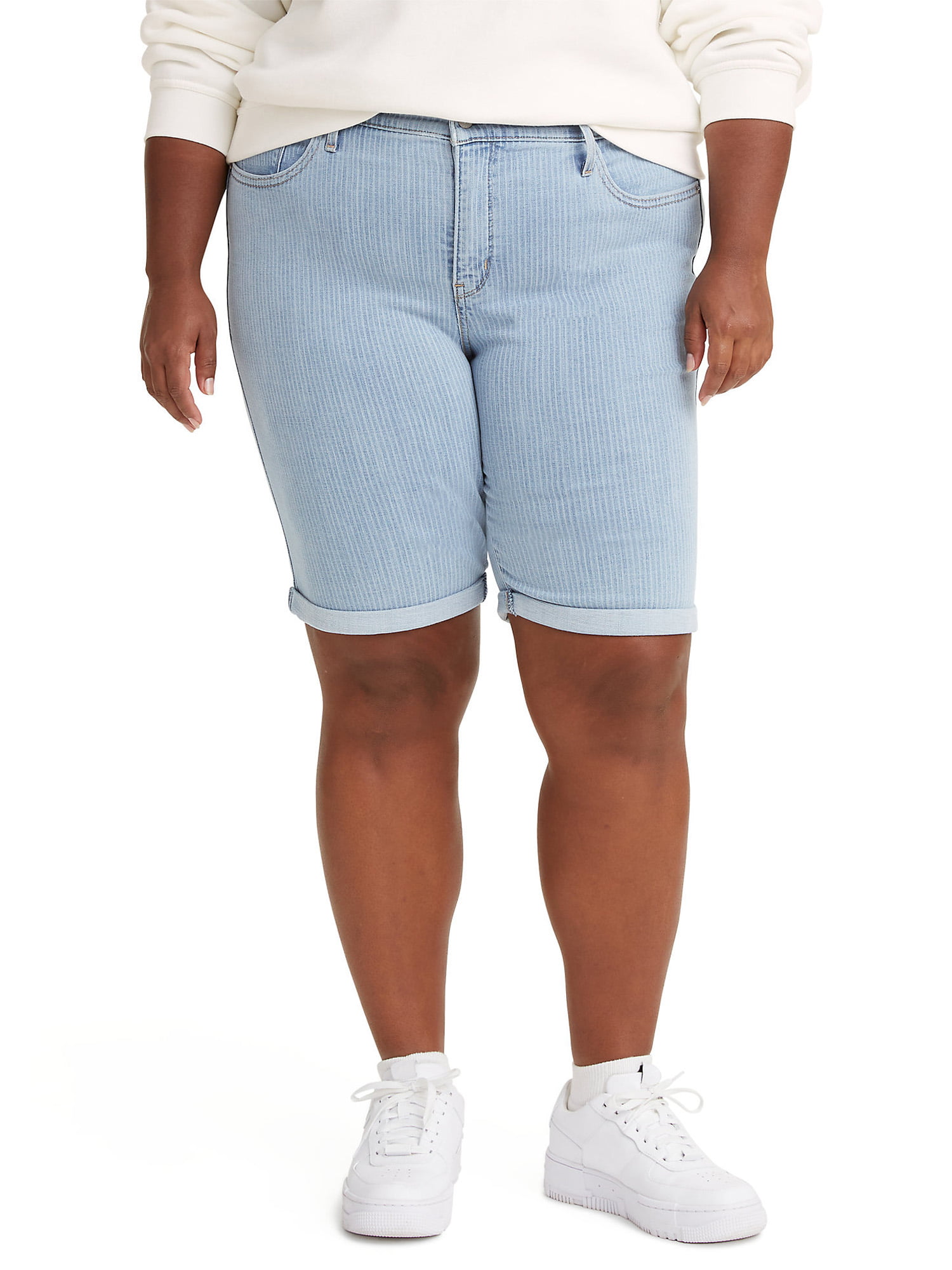 FIRERO Shorts for Women Plus Size Elastic Waist Solid Color Comfy Drawstring Casual Pocket Loose Bermuda Shorts Pants 