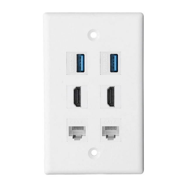PlacA de Pared de 6 Puertos, aplicaciones Anchas Cat 6 Ethernet Plate de ABED ABS FÁCLE DE USAR PARA EL PROYECTOR PARA LA COMPUTADORA PARA HDTV