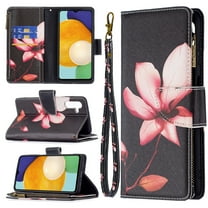 TECH CIRCLE Galaxy A14 5G Wallet Case,Premium PU Leather Zipper Card Slot Wrist Strap Magnetic Closure Kickstand Carrying Pouch Protective Case for Samsung Galaxy A14 5G 6.6 inch 2023,Lotus