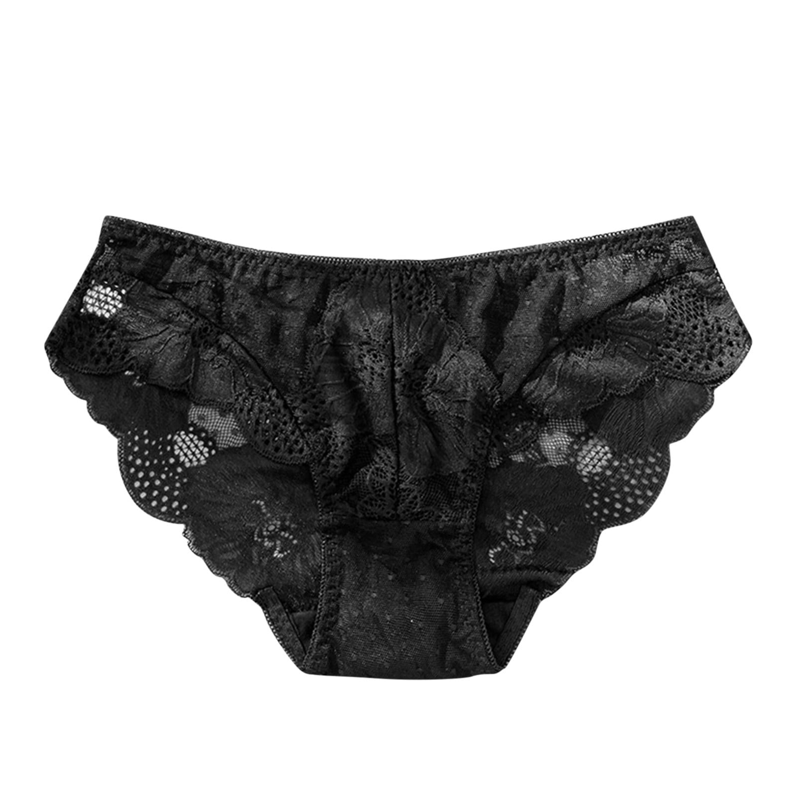 JDEFEG Nylon Granny Panties Women Lace Underwear Breathable Hipster Panties  Stretch Seamless Briefs Plus Size G String For Women 2Xl Lace Black Xl 