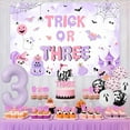 thumbnail image 4 of Halloween 3rd Birthday Decorations Pink and Purple Trick or Three Backdrop Banner Cake Cupcake Toppers Balloons Boo I Am Three Halloween Birthday Party Decoration for Girls, 4 of 6